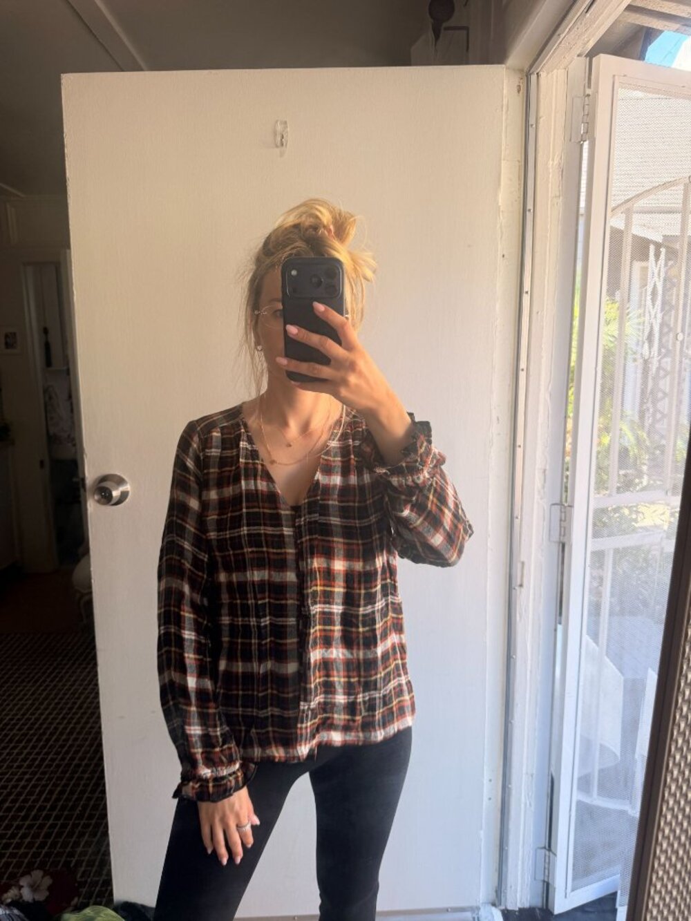 madewell fall blouseXSplaid button down dainty cozy - Picture 7 of 7